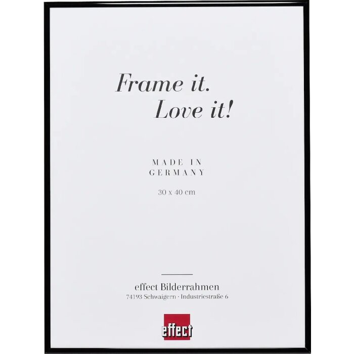 Effect aluminium fotolijst Quadro 35x100 cm zwart hoogglans ontspiegeld glas