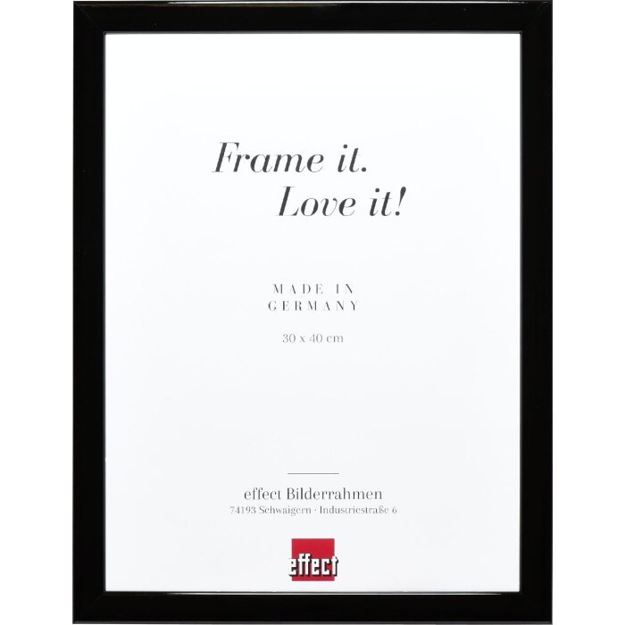 Effect Houten Fotolijst Profil 43 zwart hoogglans 24x30 cm kunstglas