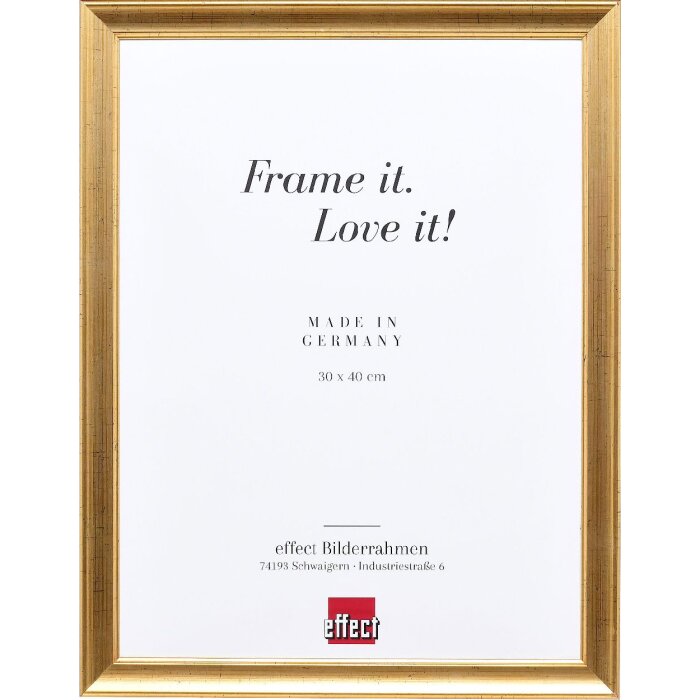 Effect Wandspiegel met Massief Houten Profiel Altgold 24x30 cm