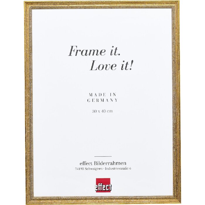 Effect houten fotolijst profiel 66 antikgoud 27x48 cm met museumsglas