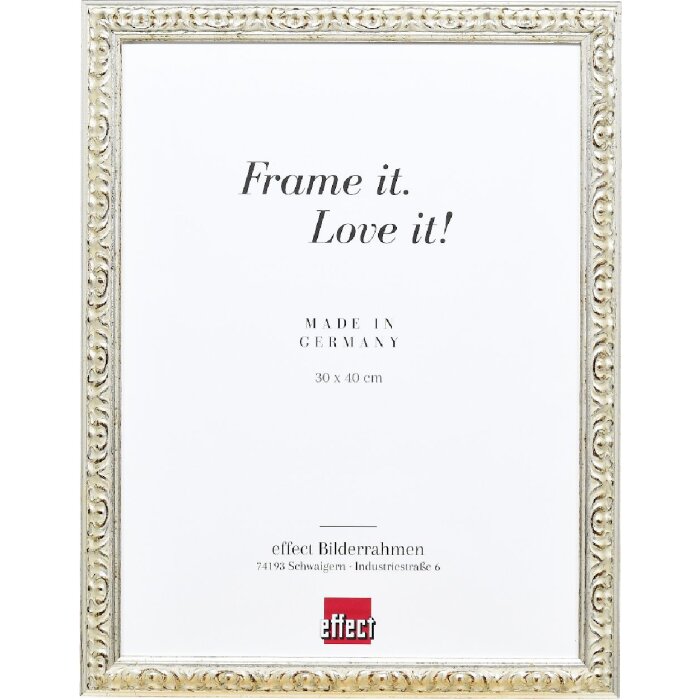 Effect Houten Fotolijst Profil 86 Barok 29,7x42 cm zilver met museumglas