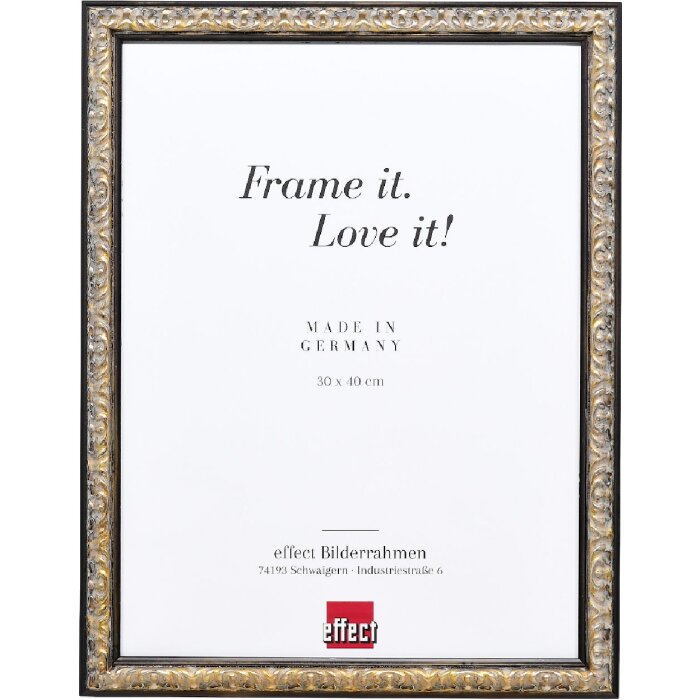 Effect Holz Bilderrahmen Profil 86 Barok 45x80 cm zwart-zilver museumglas