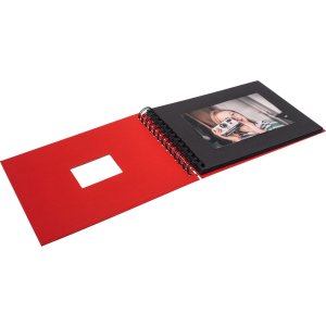 HNFD Spiraalalbum BULDANA rood 23x17 cm 40 zwarte paginas