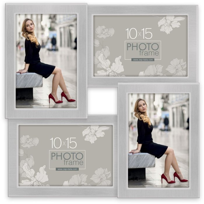 ZEP Metal Photo Gallery Olimpia zilver 4 fotos 10x15 cm (28,5x28,5 cm)