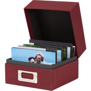 HNFD Linnen fotodoos Sawala 700 fotos 10x15 cm met tussenschotten Linnen rood