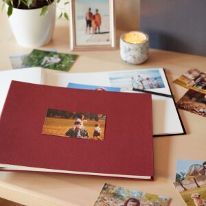 HNFD Linnen schroefdekselalbum rood 38x31 cm 40 witte paginas