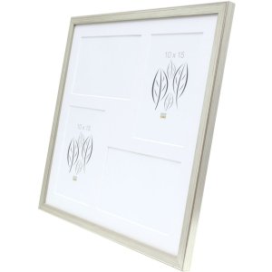 Deknudt Houten Fotolijst S41JD1 zilver 4 fotos 10x15 cm (31,4x31,4 cm)