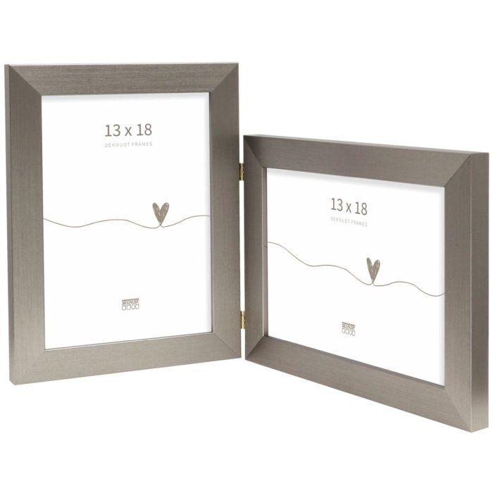 Deknudt dubbele kunststof lijst S41VD1 zilver 2 fotos 13x18 cm