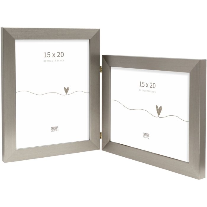 Deknudt dubbele kunststof lijst S41VD1 zilver 2 fotos 15x20 cm