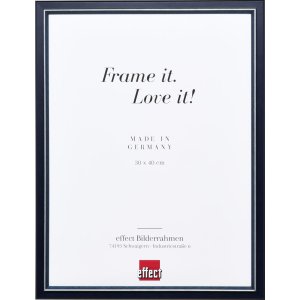 Effect houten fotolijst profiel 26 blauw met zilveren rand 2 cm lijst