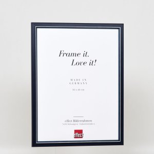 Effect houten fotolijst profiel 26 blauw met zilveren rand 2 cm lijst