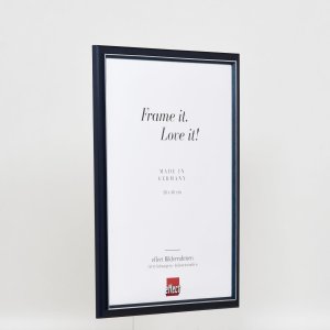 Effect houten fotolijst profiel 26 blauw met zilveren rand 2 cm lijst