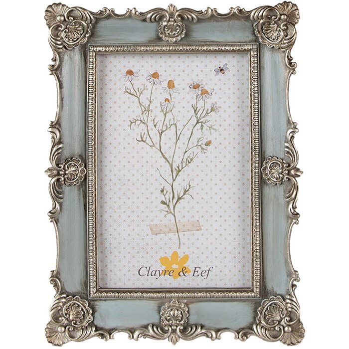 Clayre & Eef 2F0995 Fotolijst 15x2x20 cm Blauw Vintage Ontwerp 10x15 cm