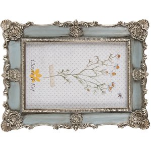 Clayre & Eef 2F0995 Fotolijst 15x2x20 cm Blauw Vintage Ontwerp 10x15 cm