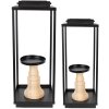 Clayre & Eef 50691 Kandelaars (2 stuks) 15x15x50-57 - 15x15x40-46 cm Zwart