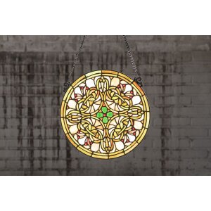 Clayre & Eef 5LL-6271 Tiffany Raamschildering Ø 30x1 cm Groen Rond