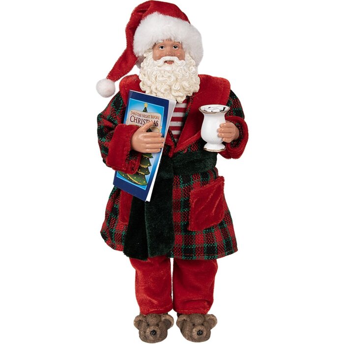 Clayre & Eef 65222 Decoratie Kerstman 16x8x28 cm Rood