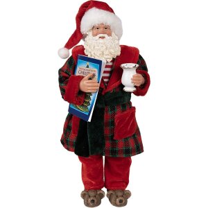 Clayre & Eef 65222 Decoratie Kerstman 16x8x28 cm Rood