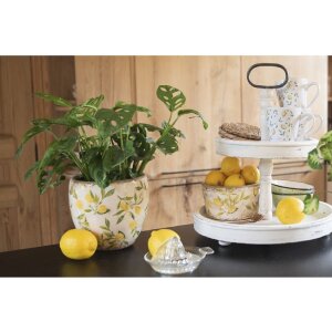 Clayre & Eef 6CE1531M Decoratie Bloempot 23x10x9 cm Geel Ovaal