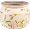 Clayre & Eef 6CE1535L Bloempot keramiek Ø 20x15 cm Geel Beige Vintage