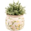 Clayre & Eef 6CE1535L Bloempot keramiek Ø 20x15 cm Geel Beige Vintage