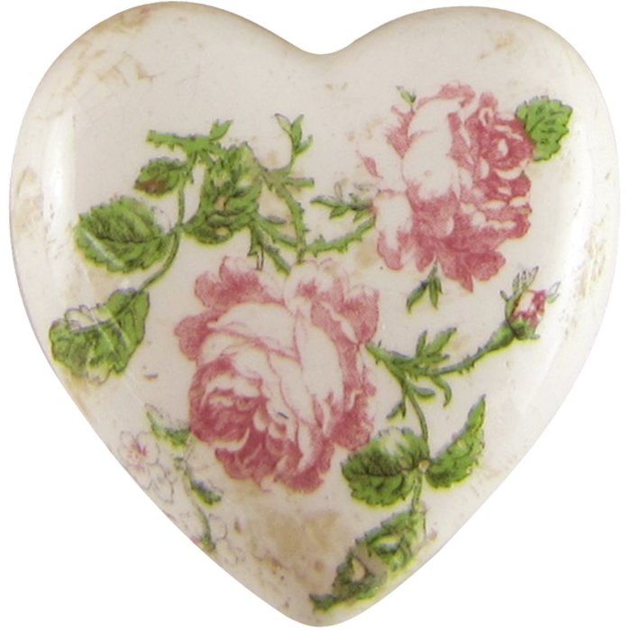 Clayre & Eef 6CE1542M Decoratie Hart 8x8x4 cm Roze - Beige