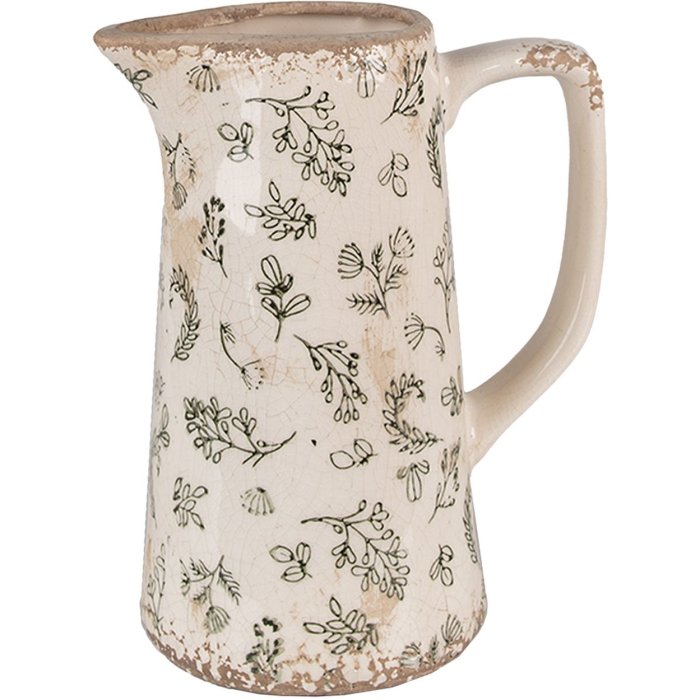 Clayre & Eef 6CE1547 Decoratie Pot 15x10x19 cm Groen - Beige