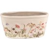 Clayre & Eef 6CE1557M Decoratie Bloempot 23x10x11 cm Roze - Beige Ovaal