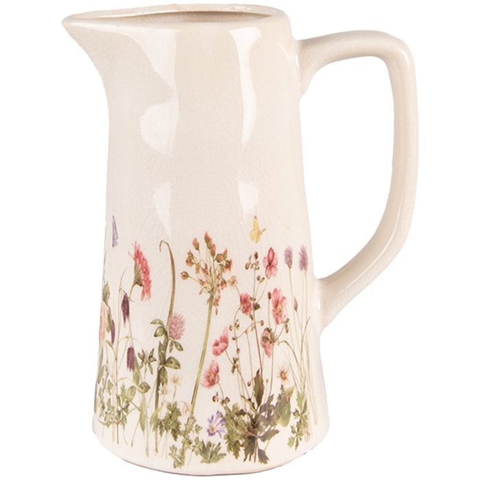Clayre & Eef 6CE1558L Decoratiekan Keramiek 20x13x25 cm Roze Beige