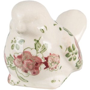 Clayre & Eef 6CE1567M Decoratie Vogel Keramiek Roze Beige 10x6x7 cm
