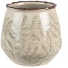 Clayre & Eef 6CE1577M Decoratie Bloempot Ø 14x13 cm Groen - Beige