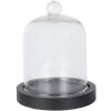 Clayre & Eef 6GL4038 Glazen bel Ø 10x14 cm Zwart Houten voet Rond