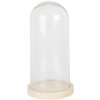 Clayre & Eef 6GL4039 Glazen stolp Ø 13x26 cm Bruin glas hout landelijke stijl