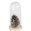 Clayre & Eef 6GL4039 Glazen stolp Ø 13x26 cm Bruin glas hout landelijke stijl