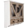 Clayre & Eef 6H2265 Wandkast 53x15x51 cm Wit-Bruin Rechthoek