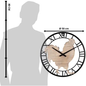 Clayre & Eef 6KL0786 Wandklok Ø 50x4 cm - 1xAA Bruin - Zwart