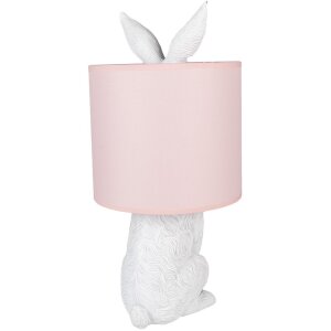 Clayre & Eef 6LMC0013WP Tafellamp Konijn Ø20x43 cm E27 60W Wit Roze