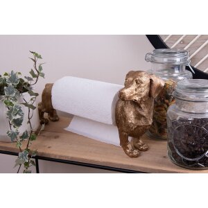 Clayre & Eef 6PR3637 Keukenrolhouder Hond Goud Zwart 46x15x21 cm