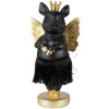 Clayre & Eef 6PR3860 Decoratie Varken 9x6x18 cm Zwart Gouden Kroon Vleugels