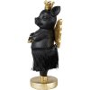 Clayre & Eef 6PR3860 Decoratie Varken 9x6x18 cm Zwart Gouden Kroon Vleugels