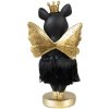 Clayre & Eef 6PR3860 Decoratie Varken 9x6x18 cm Zwart Gouden Kroon Vleugels