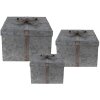 Clayre & Eef 6Y4891 Opbergdozen 24x24x18 - 20x20x15 - 16x16x12 cm Grijs