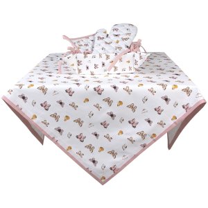 Clayre & Eef BPD05 Tafelkleed 150x250 cm Beige - Roze Rechthoek