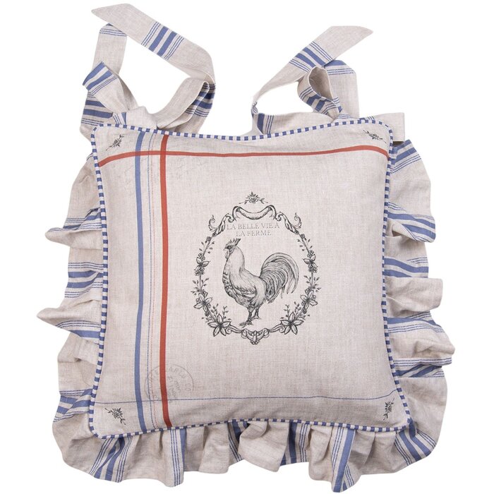 Clayre & Eef DFR25 Stoelkussenhoes Beige 40x40 cm Katoen Landelijke Stijl