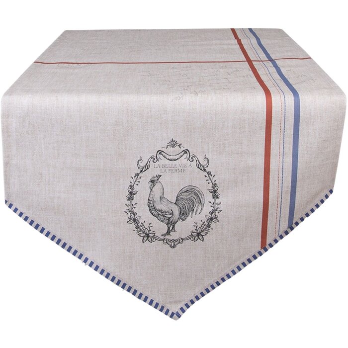 Clayre & Eef DFR65 Tafelloper 50x160 cm Beige country katoen