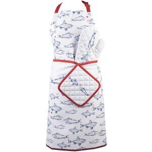 Clayre & Eef SSF41 Schort 70x85 cm Wit - Blauw...