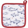 Clayre & Eef SSF45 Pannenlap 20x20 cm Wit - Blauw Vierkant