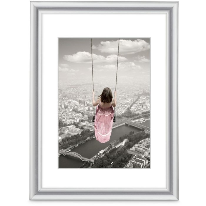 Hama kunststof lijst Swing 15x20 cm zilver polystyreen met standaard en glas