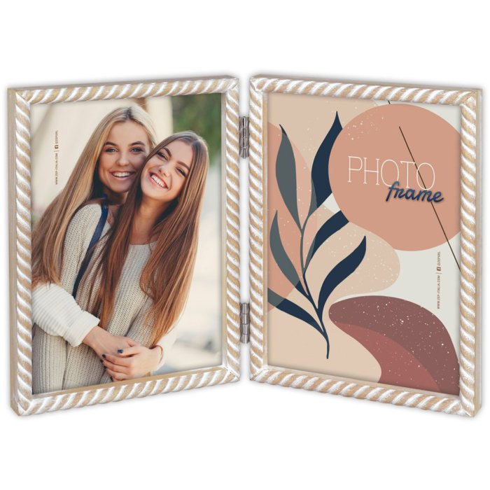 ZEP houten dubbele lijst Lisse 2 fotos 15x20 cm scharnierende lijst gegroefde structuur