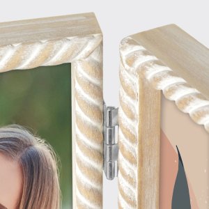 ZEP houten dubbele lijst Lisse 2 fotos 15x20 cm scharnierende lijst gegroefde structuur